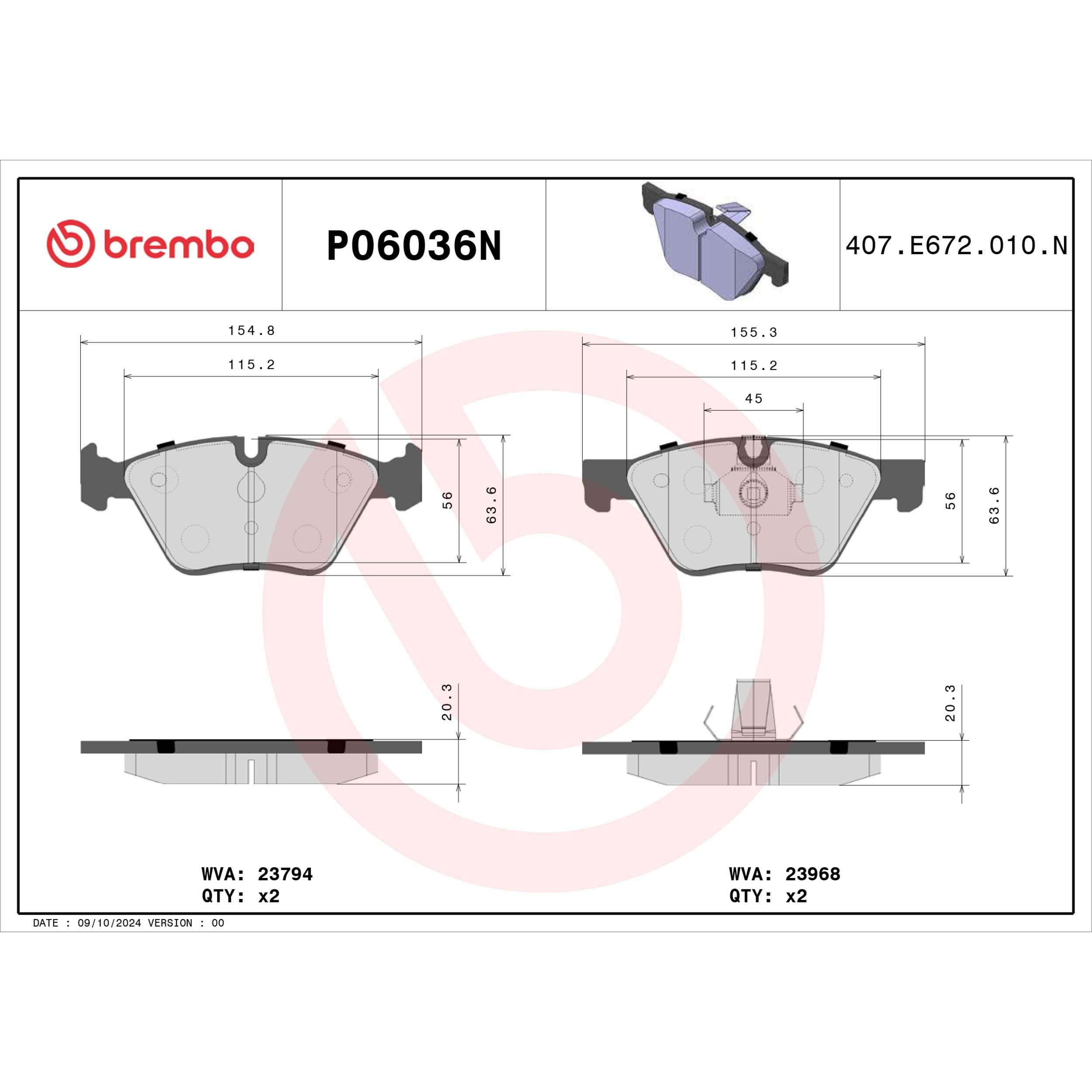 Brembo Front Ceramic Brake Pads P06036N - 3
