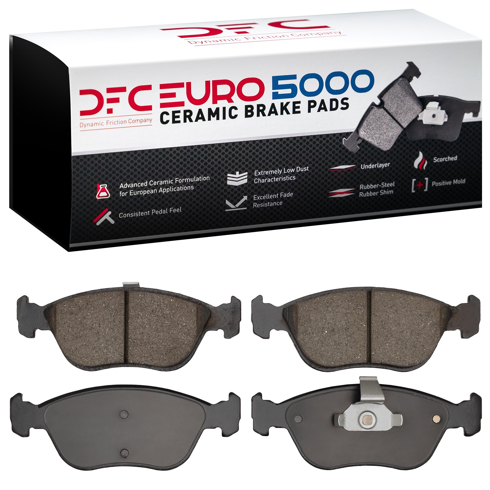 Dynamic Friction 5000 Euro Ceramic Brake Pads Without Hardware - 1600-0618-00 - 2