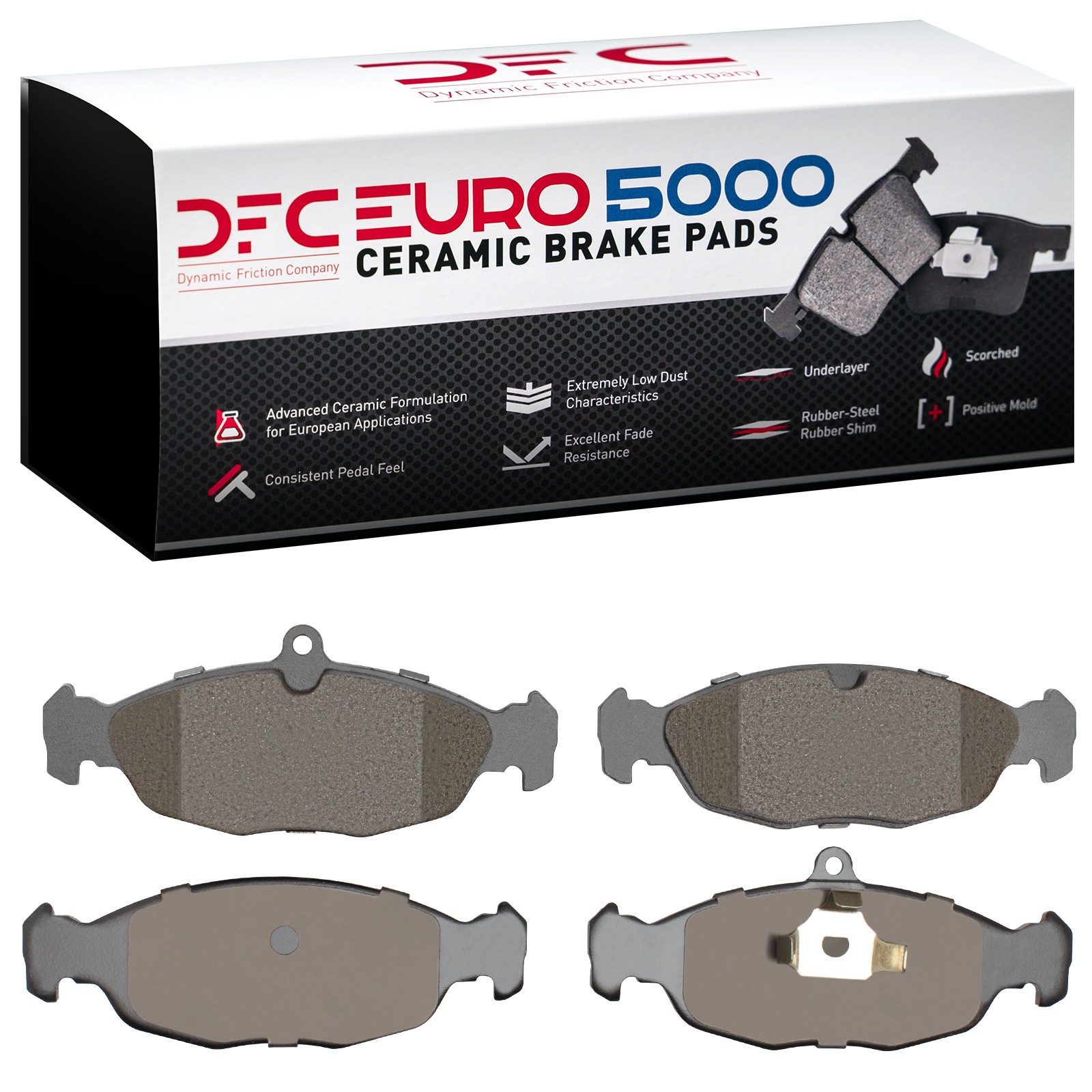Dynamic Friction 5000 Euro Ceramic Brake Pads Without Hardware - 1600-0688-00 - 2