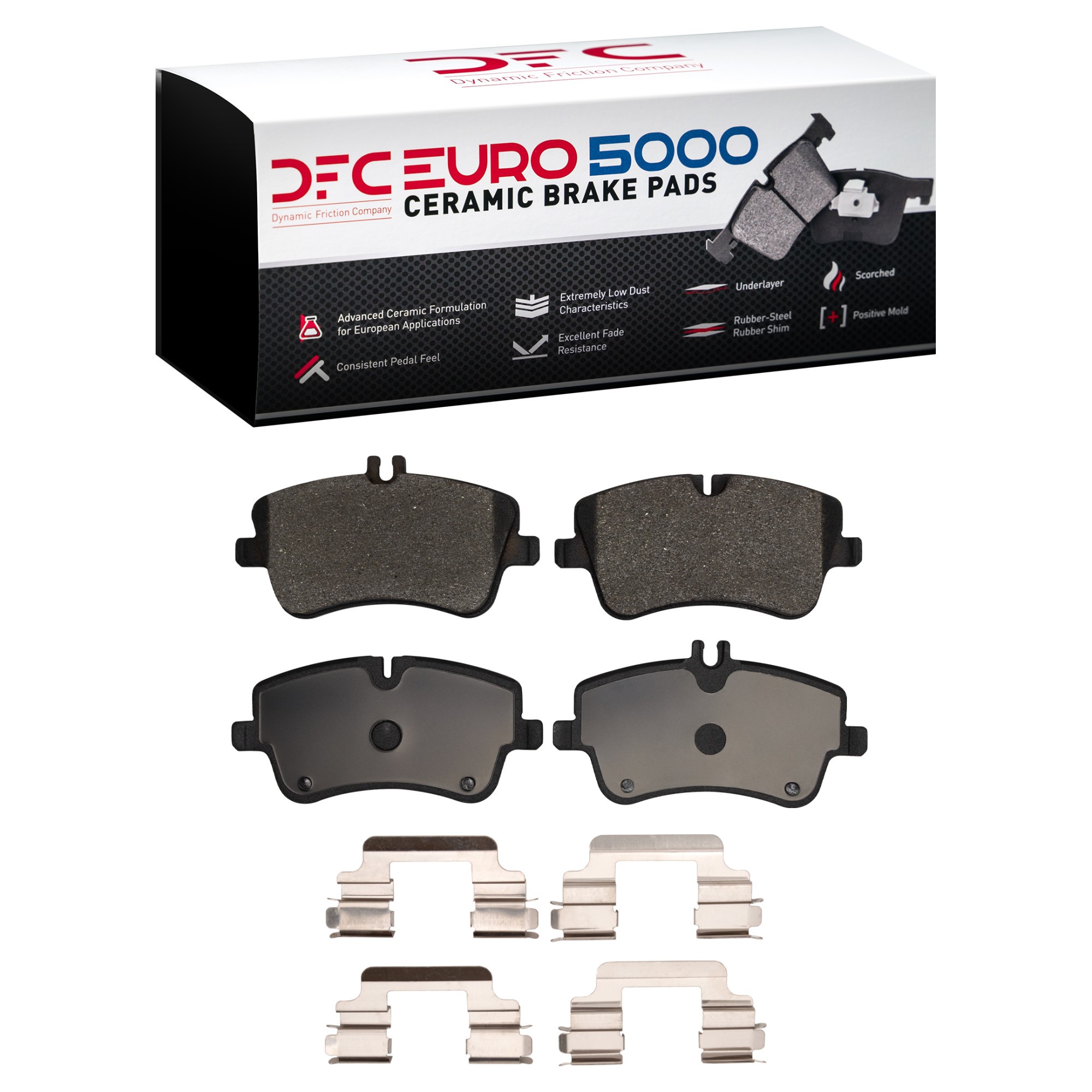 Dynamic Friction 5000 Euro Ceramic Brake Pads With Hardware - 1600-0872-01 - Main Image