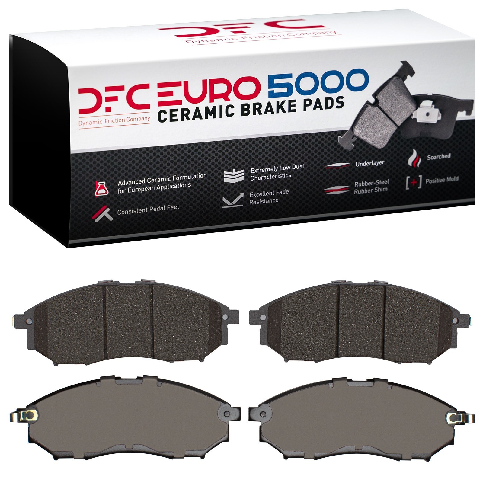 Dynamic Friction 5000 Euro Ceramic Brake Pads Without Hardware - 1600-0888-00 - 2