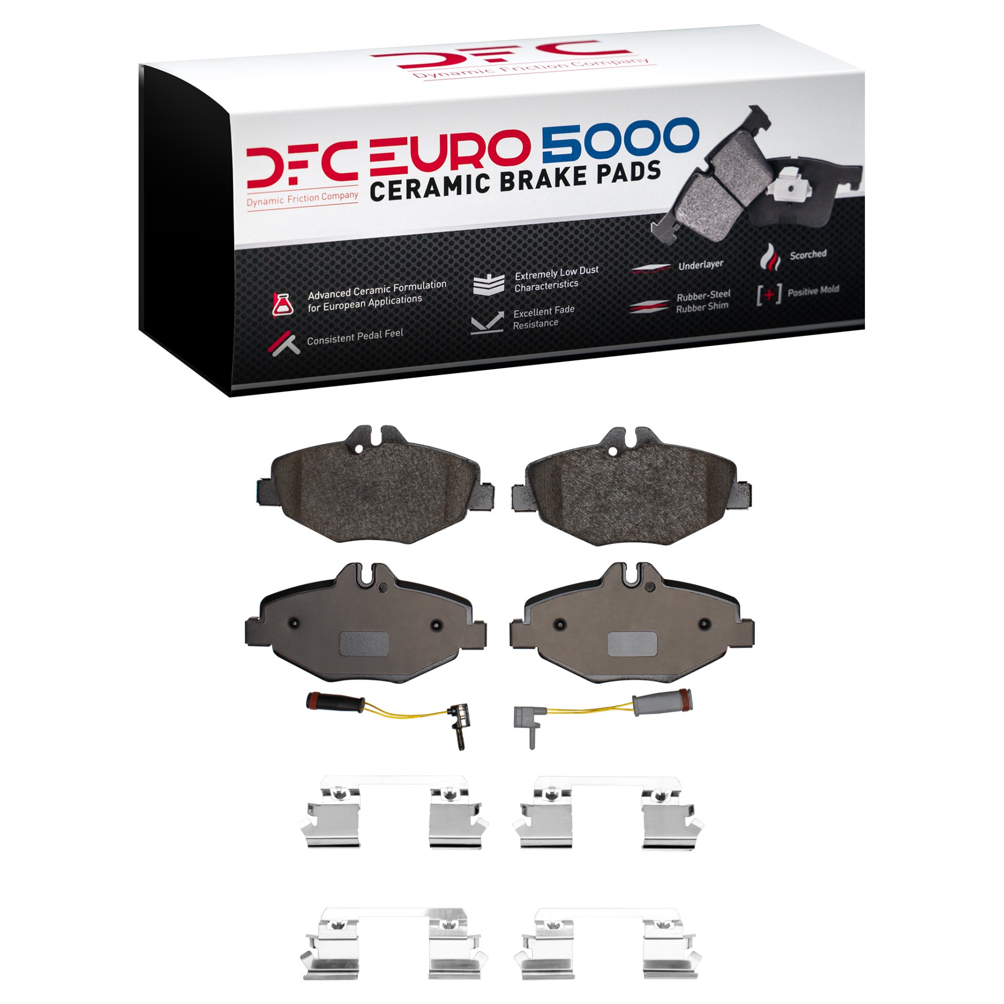 Dynamic Friction 5000 Euro Ceramic Brake Pads With Hardware - 1600-0987-01 - Main Image