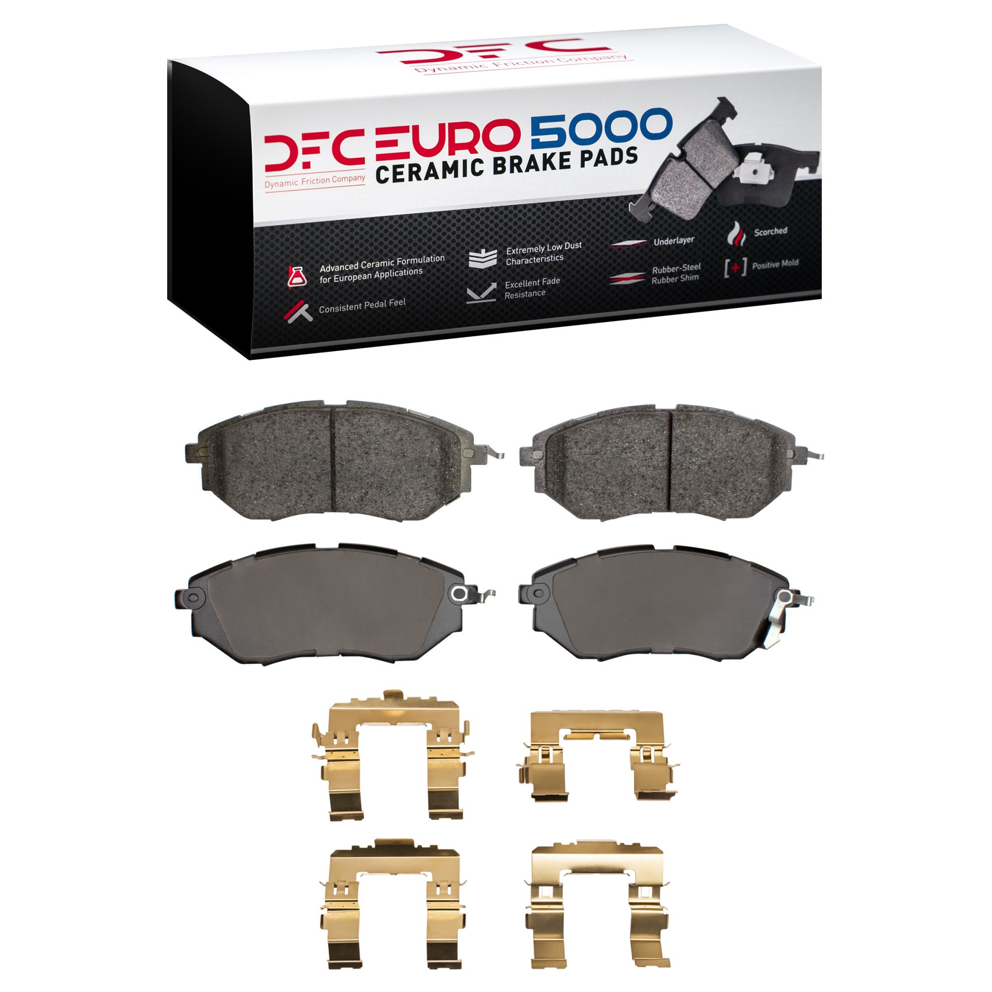 Dynamic Friction 5000 Euro Ceramic Brake Pads With Hardware - 1600-1078-02 - Main Image