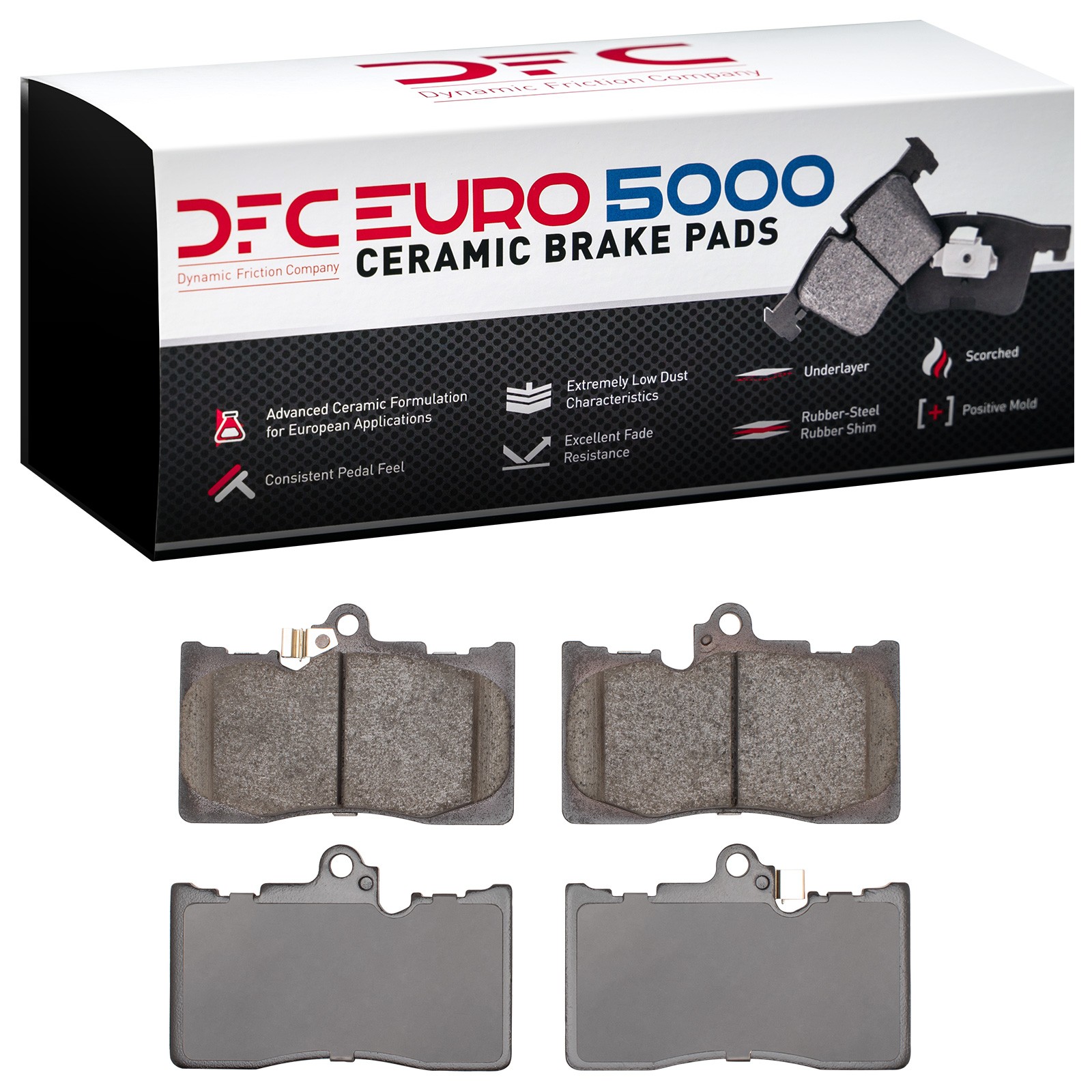 Dynamic Friction 5000 Euro Ceramic Brake Pads Without Hardware - 1600-1118-00 - 2