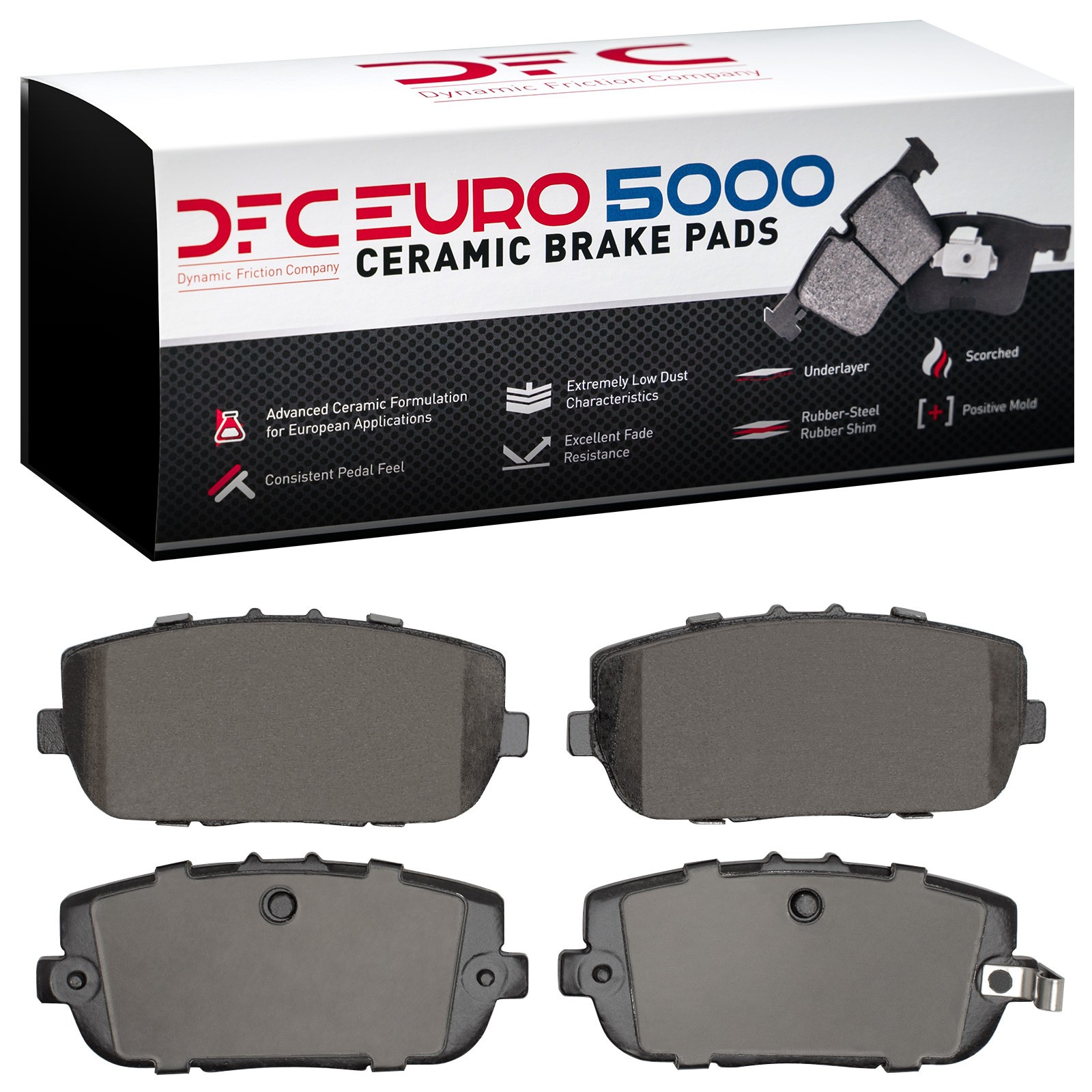 Dynamic Friction 5000 Euro Ceramic Brake Pads Without Hardware - 1600-1180-00 - 2