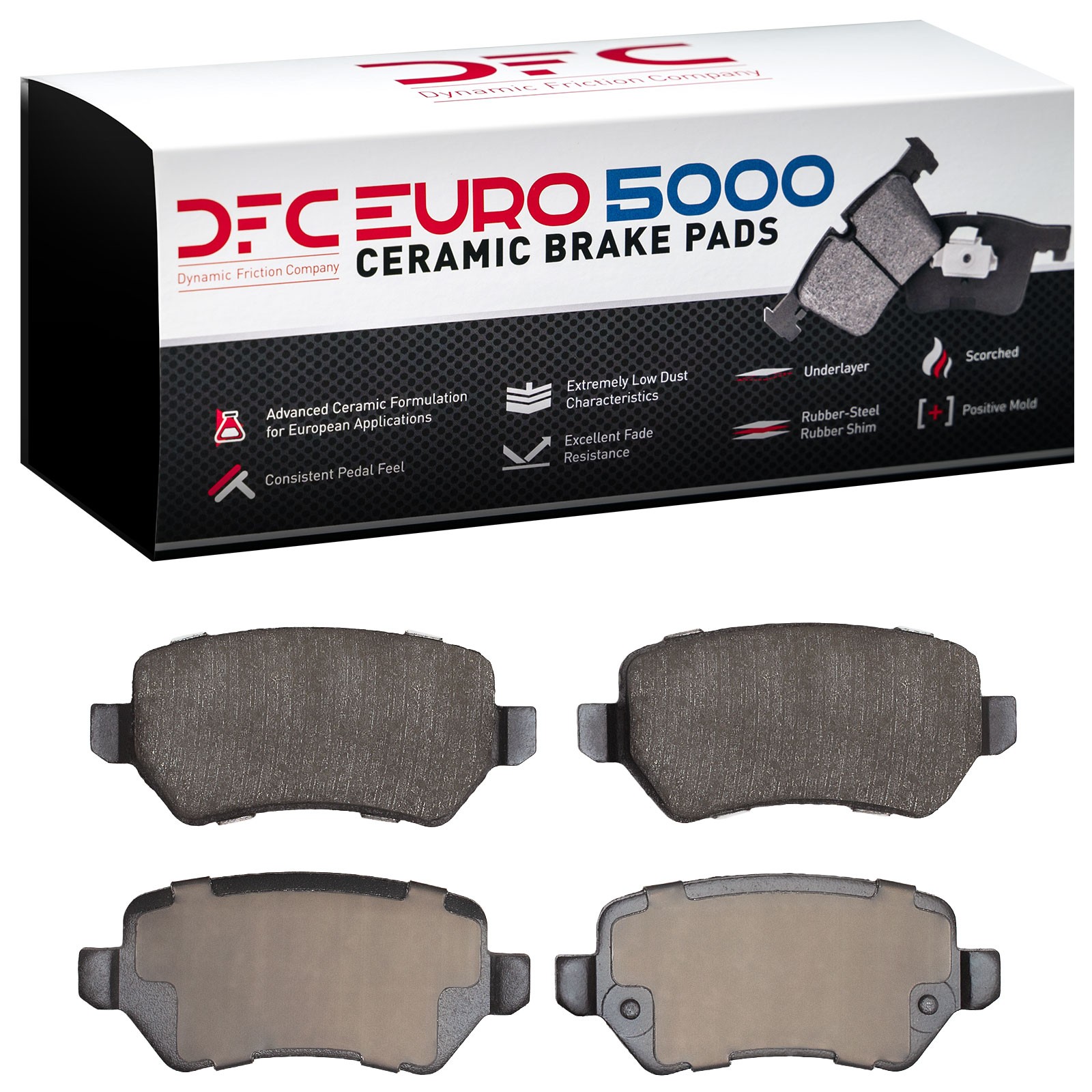 Dynamic Friction 5000 Euro Ceramic Brake Pads Without Hardware - 1600-1362-00 - 2