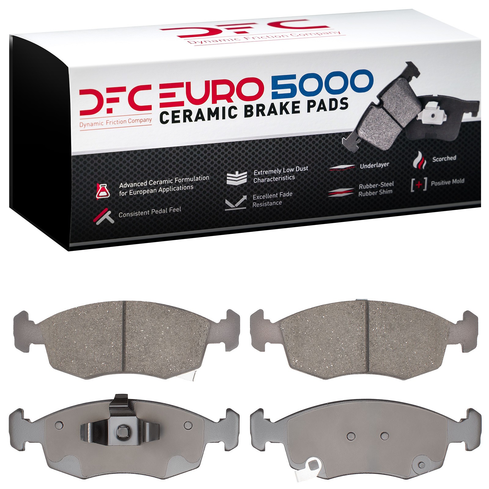 Dynamic Friction 5000 Euro Ceramic Brake Pads Without Hardware - 1600-1568-00 - 2