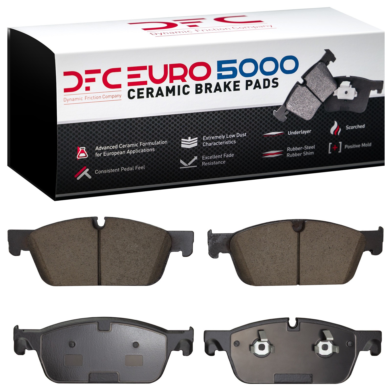 Dynamic Friction 5000 Euro Ceramic Brake Pads Without Hardware - 1600-1636-00 - 2