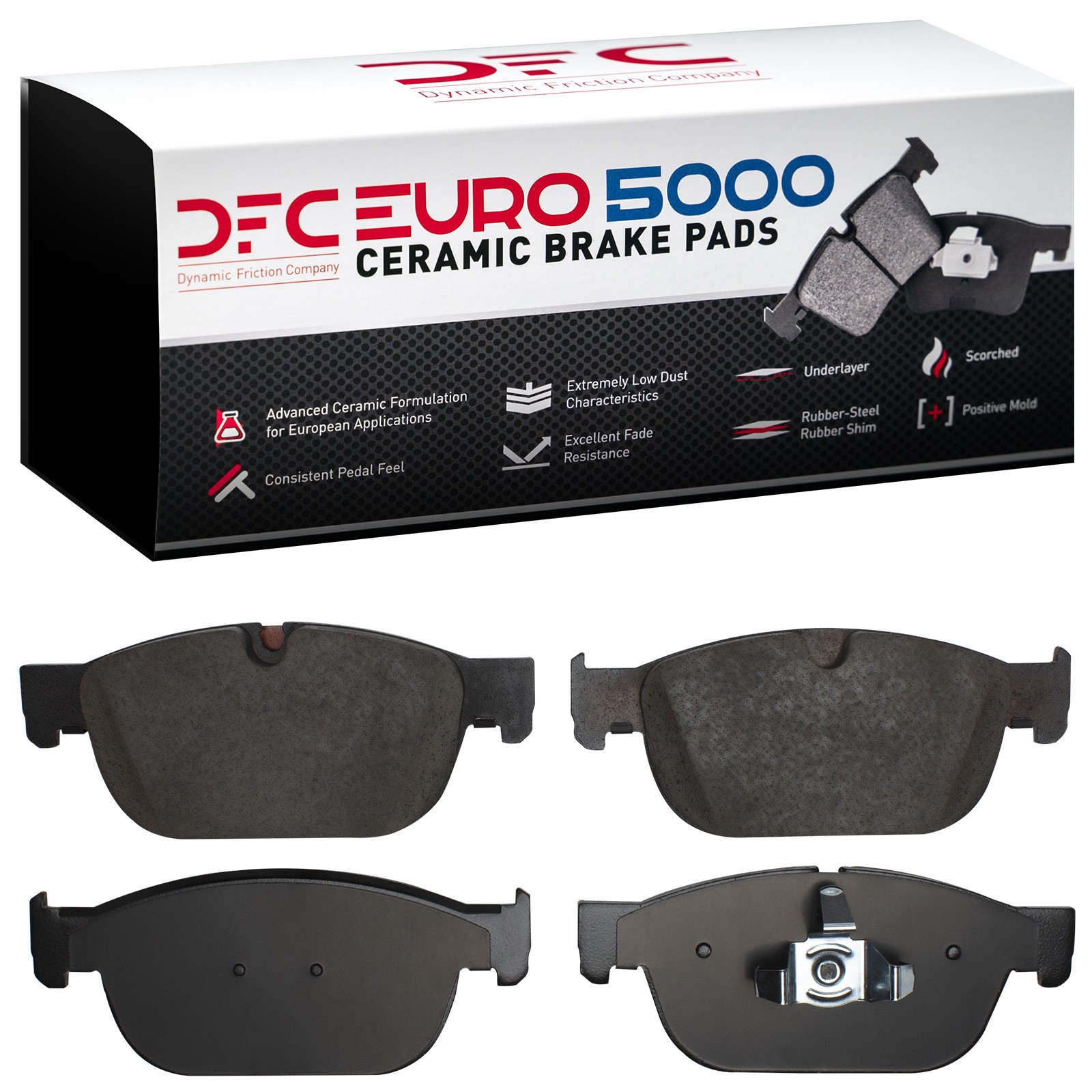 Dynamic Friction 5000 Euro Ceramic Brake Pads Without Hardware - 1600-1865-00 - 2