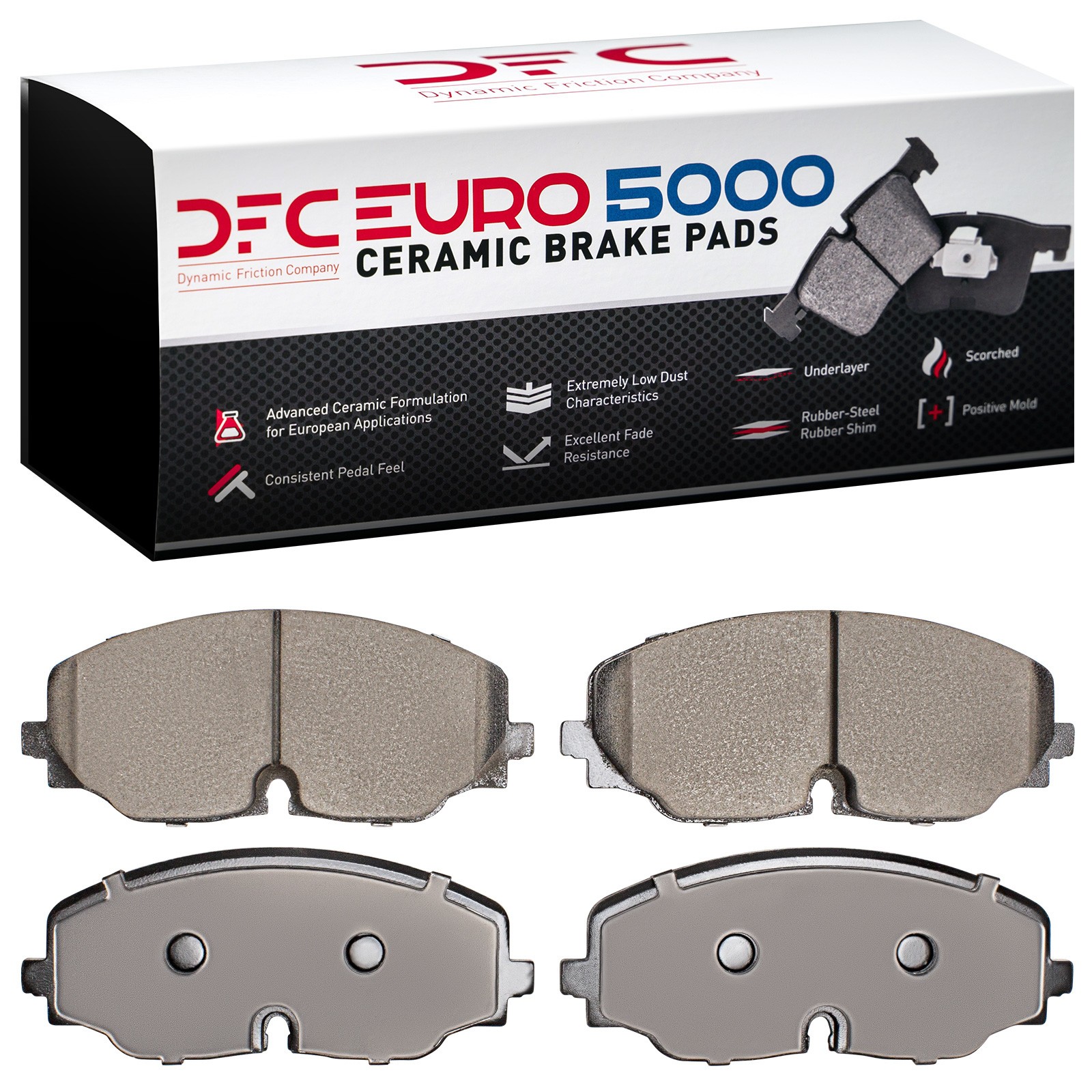 Dynamic Friction 5000 Euro Ceramic Brake Pads Without Hardware - 1600-2074-00 - 2
