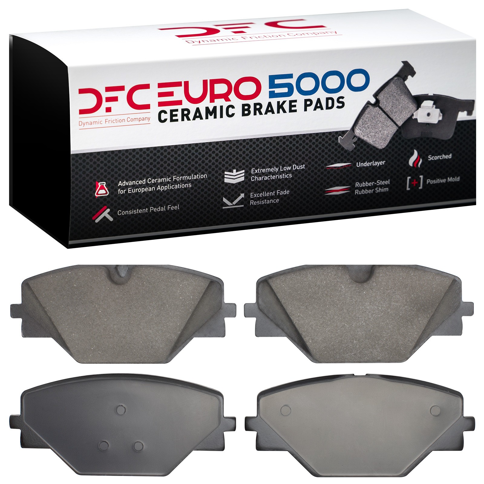 Dynamic Friction 5000 Euro Ceramic Brake Pads Without Hardware - 1600-2464-00 - 2