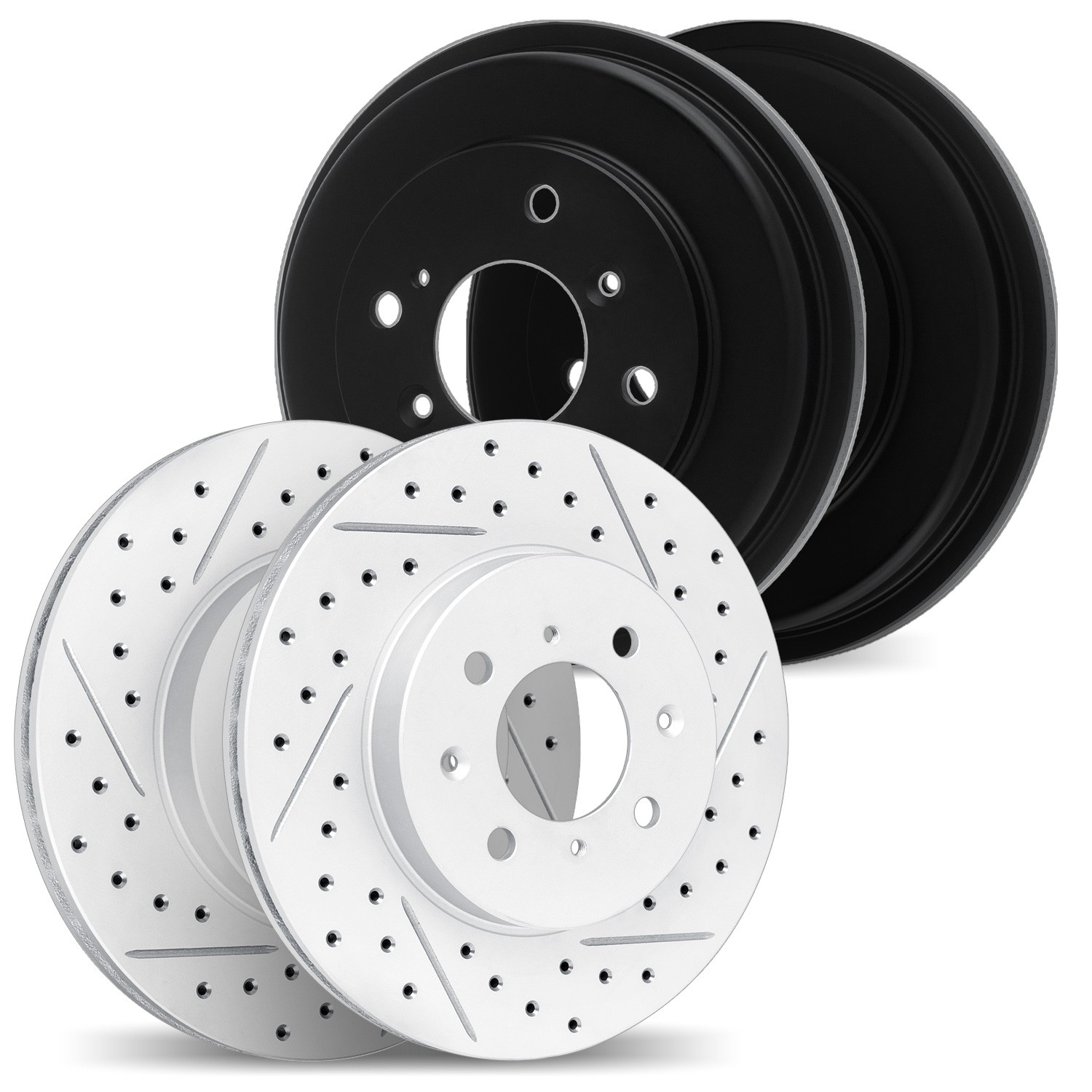 DFC Front & Rear Drilled Slotted Brake Rotors (Set of 4) - Main Image