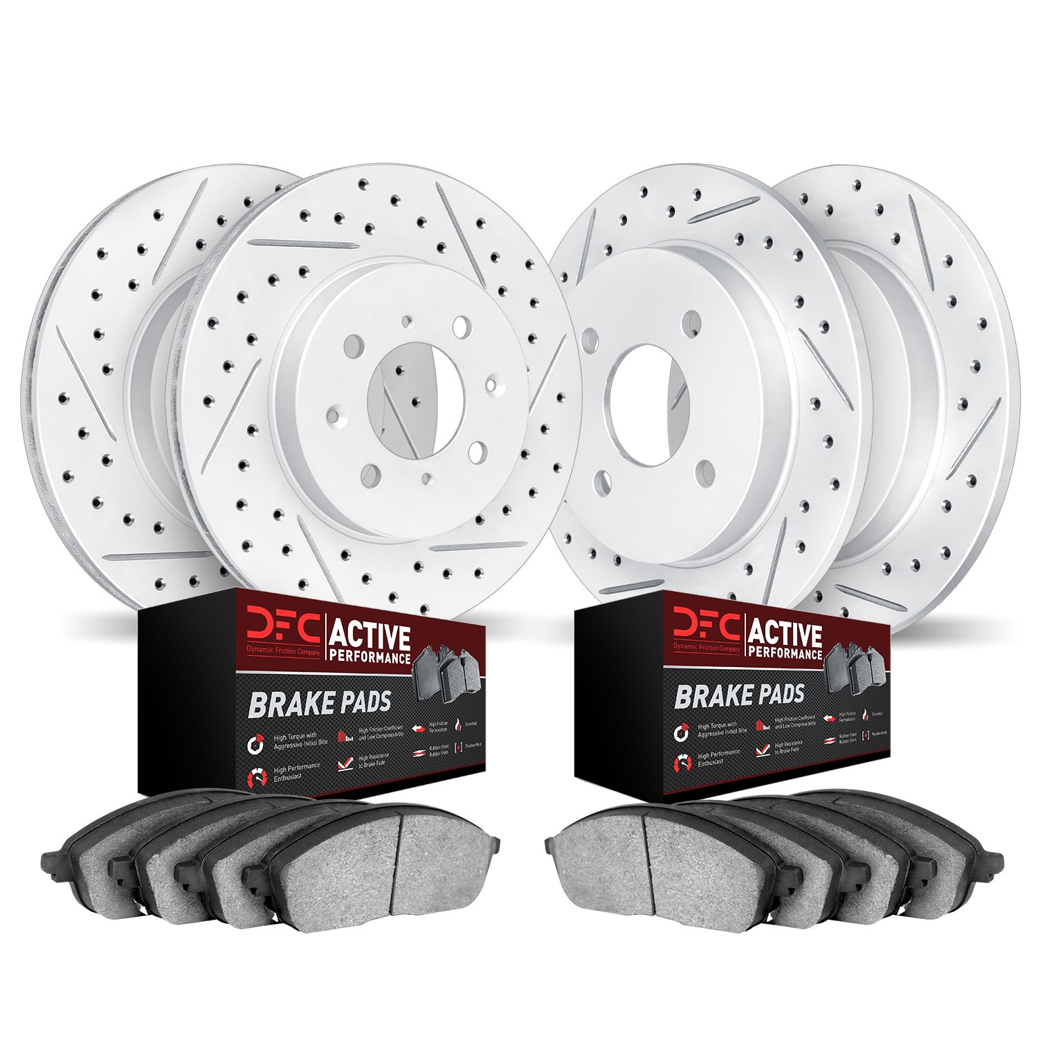DFC Front & Rear Drilled Slotted Brake Pad and Rotor Kit - Main Image