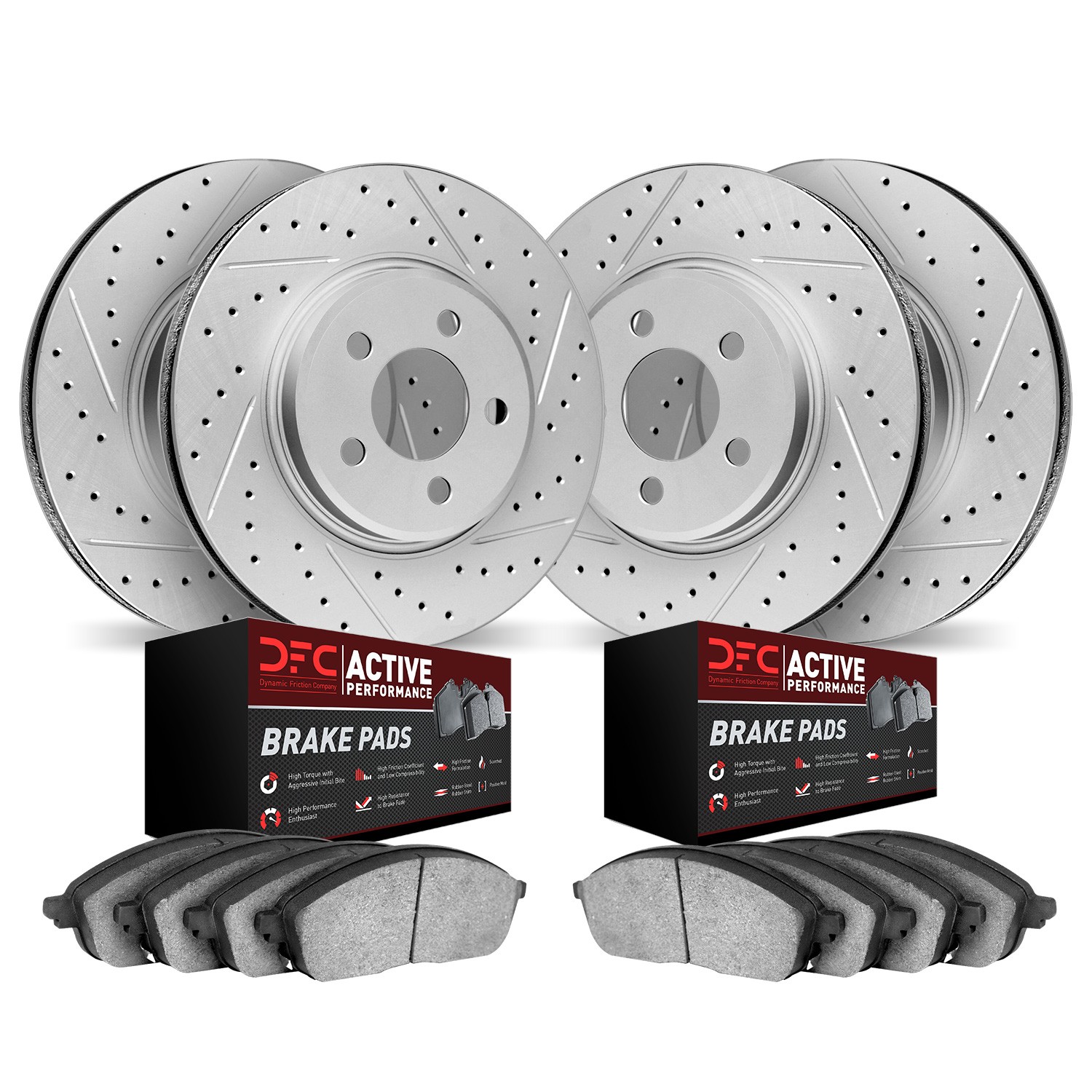 DFC Front & Rear Drilled Slotted Brake Pad and Rotor Kit - Main Image