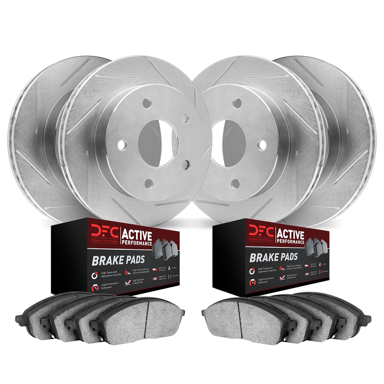 DFC Front & Rear Slotted Brake Pad and Rotor Kit - Main Image