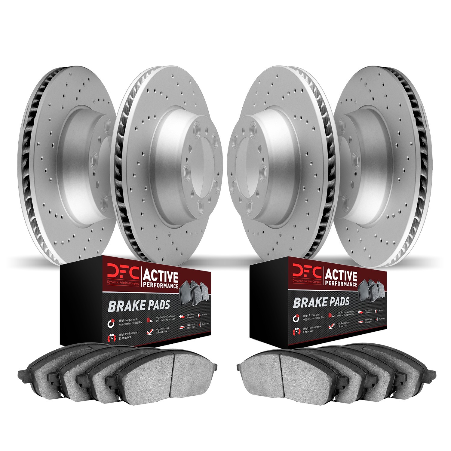 DFC Front & Rear Drilled Brake Pad and Rotor Kit - Main Image