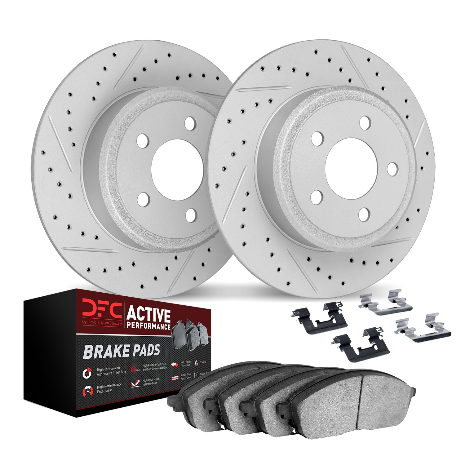 DFC Rear Drilled Slotted Brake Pad and Rotor Kit - Main Image