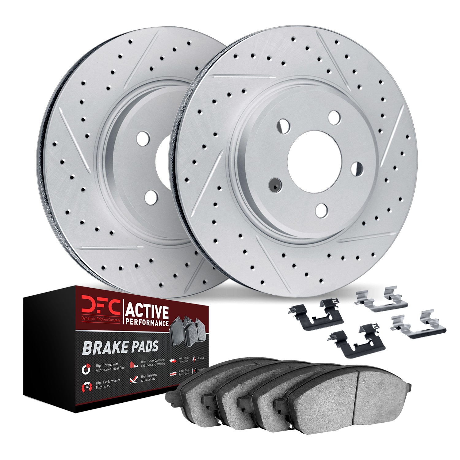 DFC Front Drilled Slotted Brake Pad and Rotor Kit - Main Image